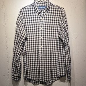 Men's Ralph Lauren Black & White Button Down Plaid Shirt (Large)